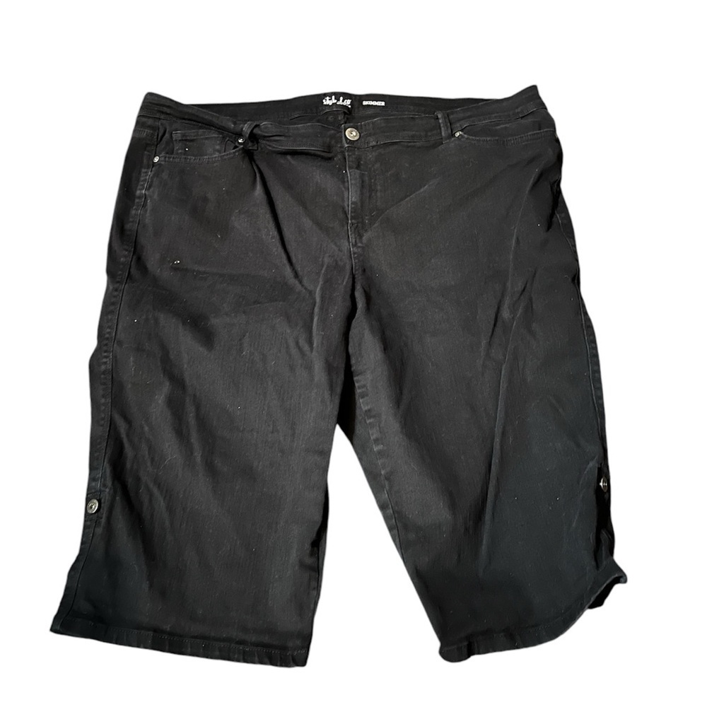Plus Sz Style & Co Women’s Black Bermuda Jean Shorts 22